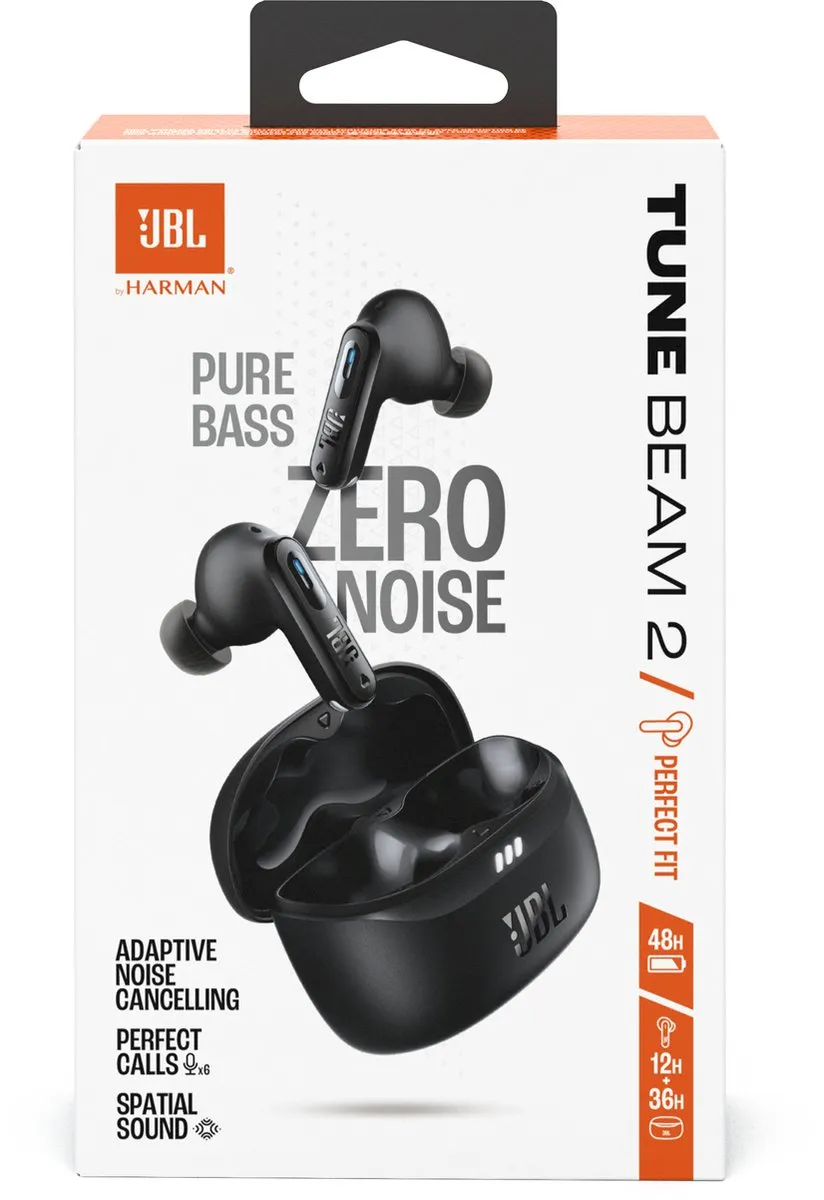 JBL Tune Beam 2 True Wireless Oordopjes - 48 uur - IP54 - Zwart - afbeelding 6 van 6