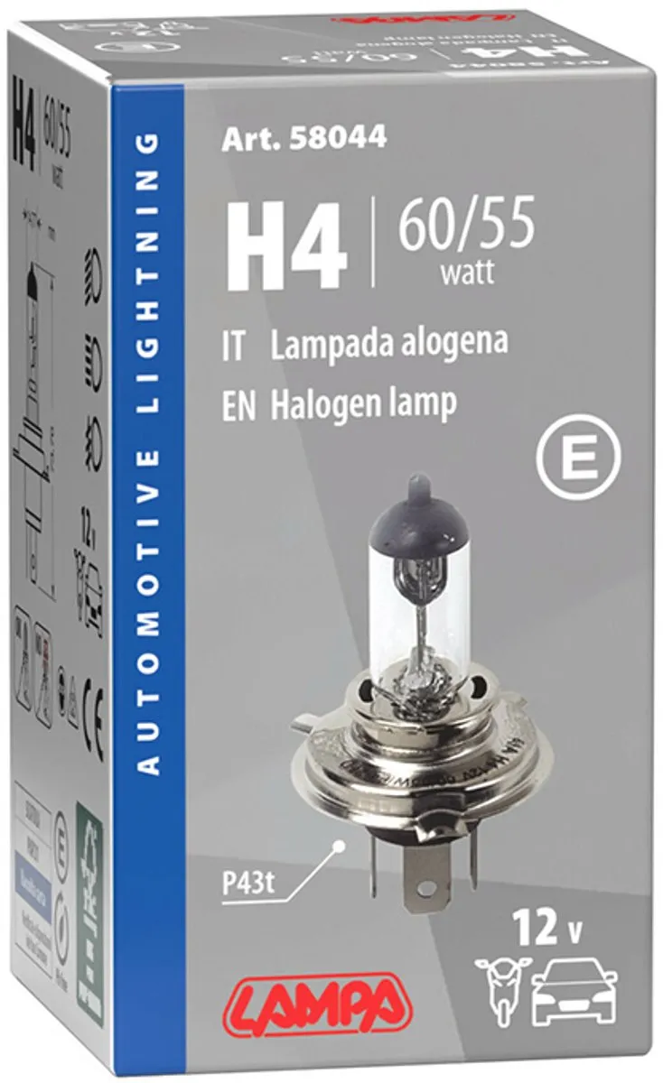 Lampa 12V Halogeenlamp H4 60/55W P43t - Wit - afbeelding 6 van 6