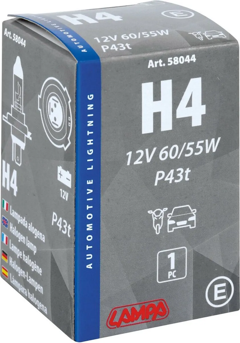Lampa 12V Halogeenlamp H4 60/55W P43t - Wit