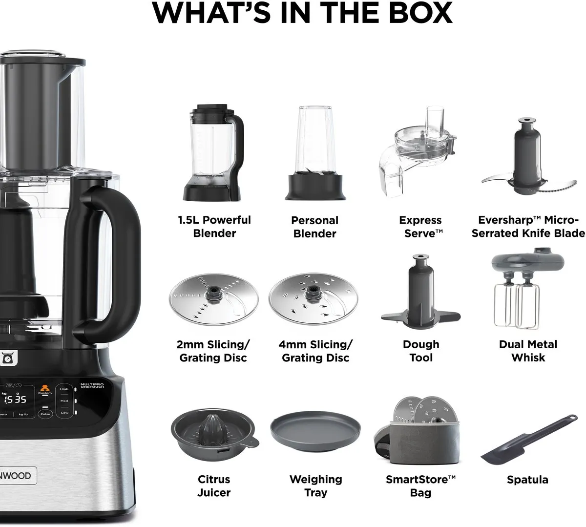 Kenwood MultiPro OneTouch FDM73.850SS Keukenmachine 1000W - Grijs