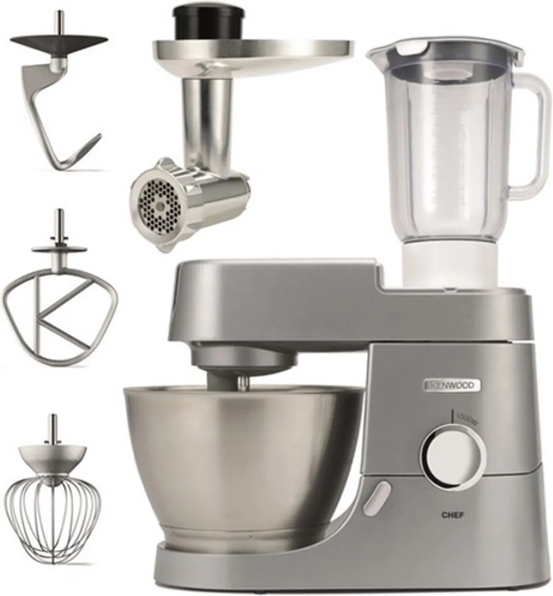 Kenwood KVC3160S Keukenmachine 1000W - 4,6L - Bundel met Blender & Accessoires