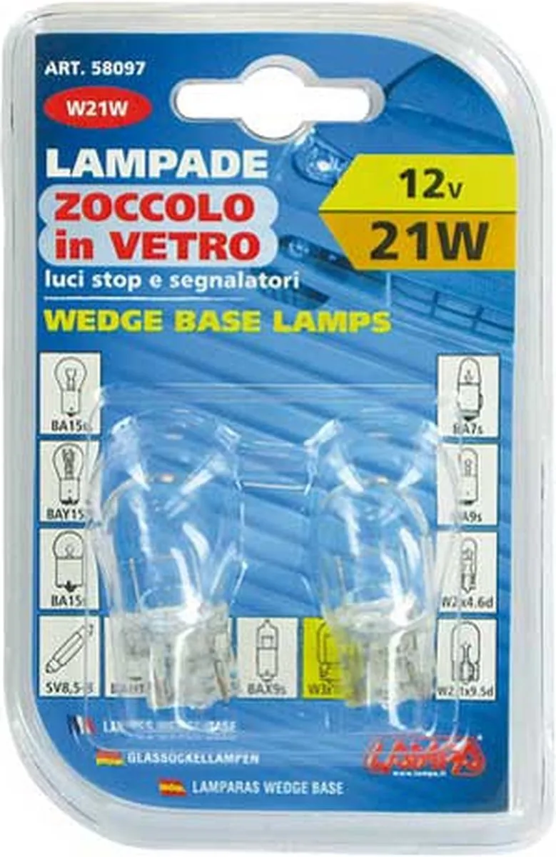 Lampa 12V W21W W3x16d Set - 2 Stuks - Wit