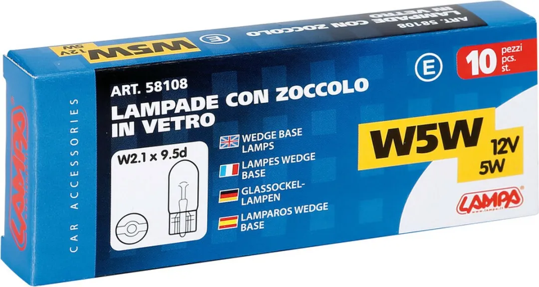 Lampa W5W 12V 5W Autolampje - Wit - 10 Stuks