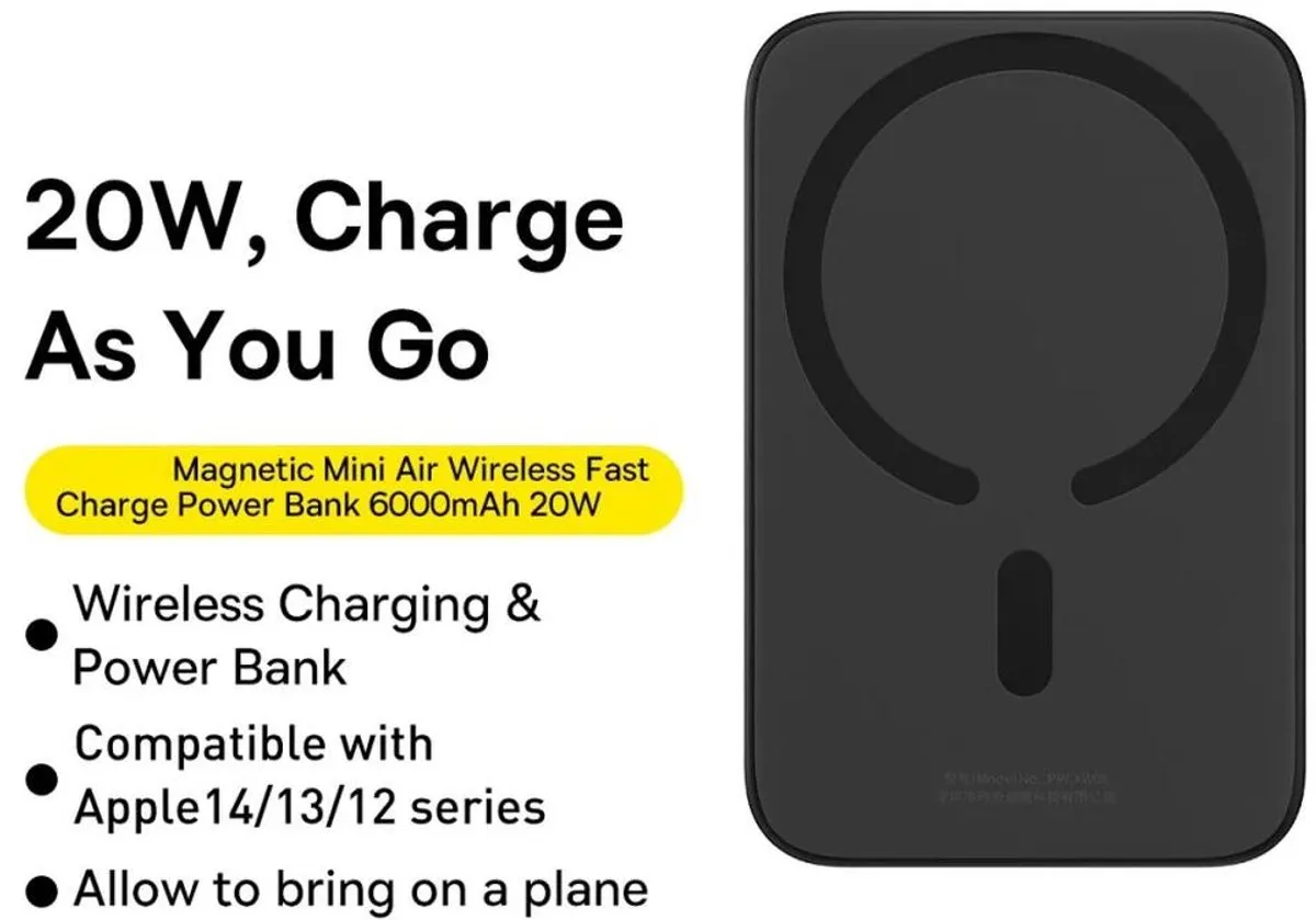 Baseus Mini Powerbank 6000mAh - 20W Zwart - afbeelding 6 van 6