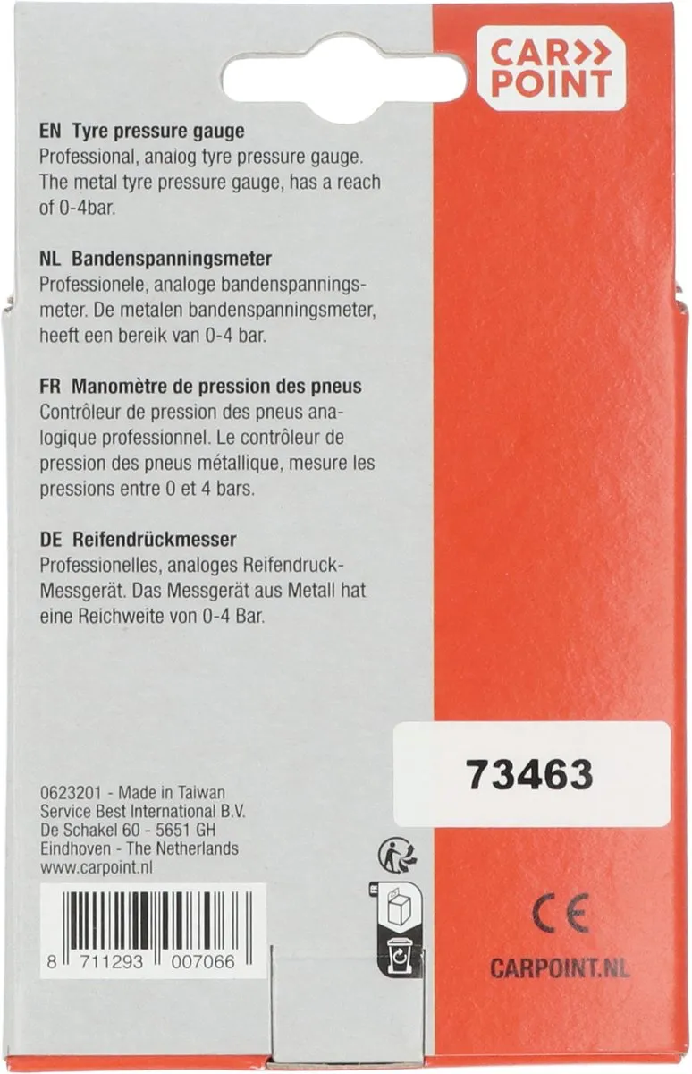 Carpoint Bandenspanningsmeter 0-5 Bar - Analoog - Zilver - afbeelding 6 van 6