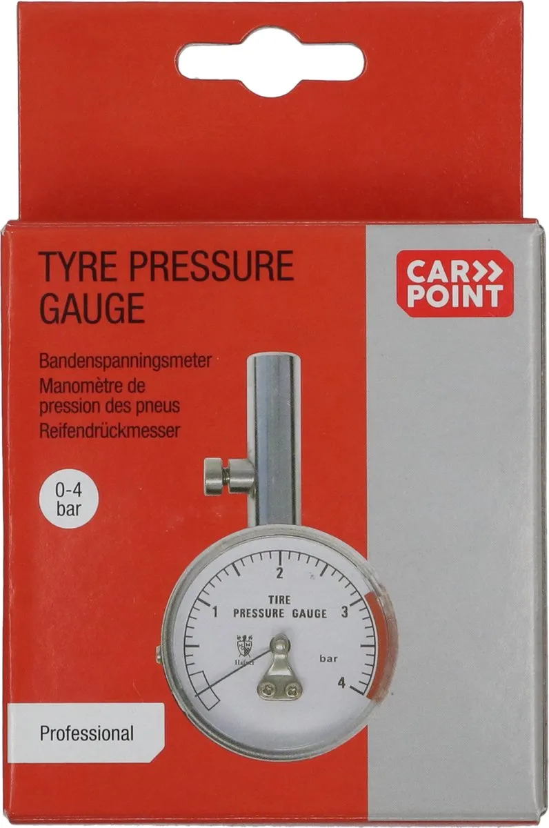 Carpoint Bandenspanningsmeter 0-5 Bar - Analoog - Zilver