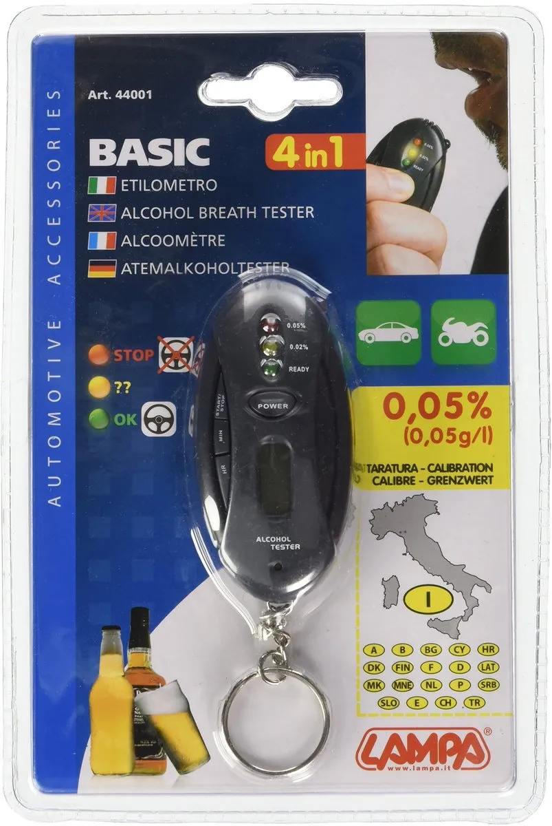 Lampa Basic 4-in-1 Alcoholtester - Zaklamp & Parkeertimer