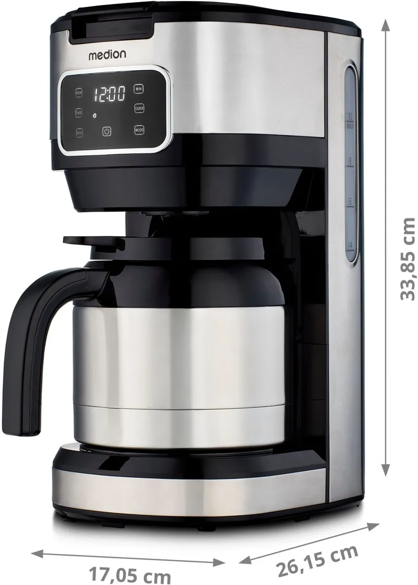 Medion MD11019 Koffiezetapparaat 10 Kopjes - 1,25L - Zilver