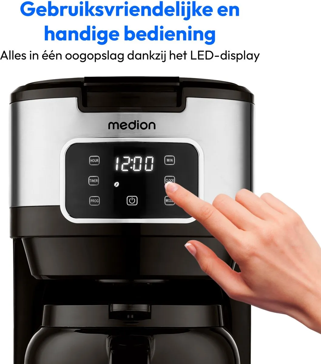 Medion MD11019 Koffiezetapparaat 10 Kopjes - 1,25L - Zilver