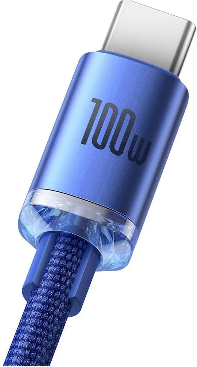 Baseus Crystal Shine CAJY000403 USB-C Kabel 100W 1.2m - Blauw