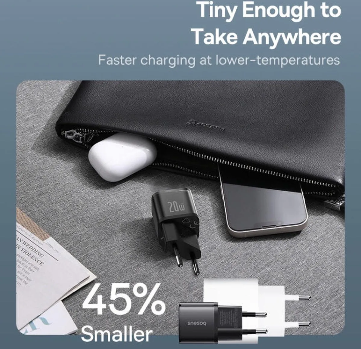 Baseus GaN5S USB-C Snellader 20W - Zwart