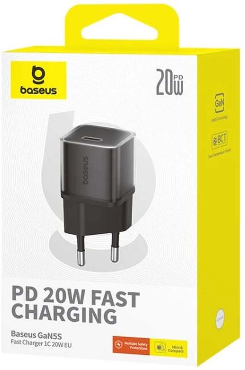 Baseus GaN5S USB-C Snellader 20W - Zwart - afbeelding 6 van 6