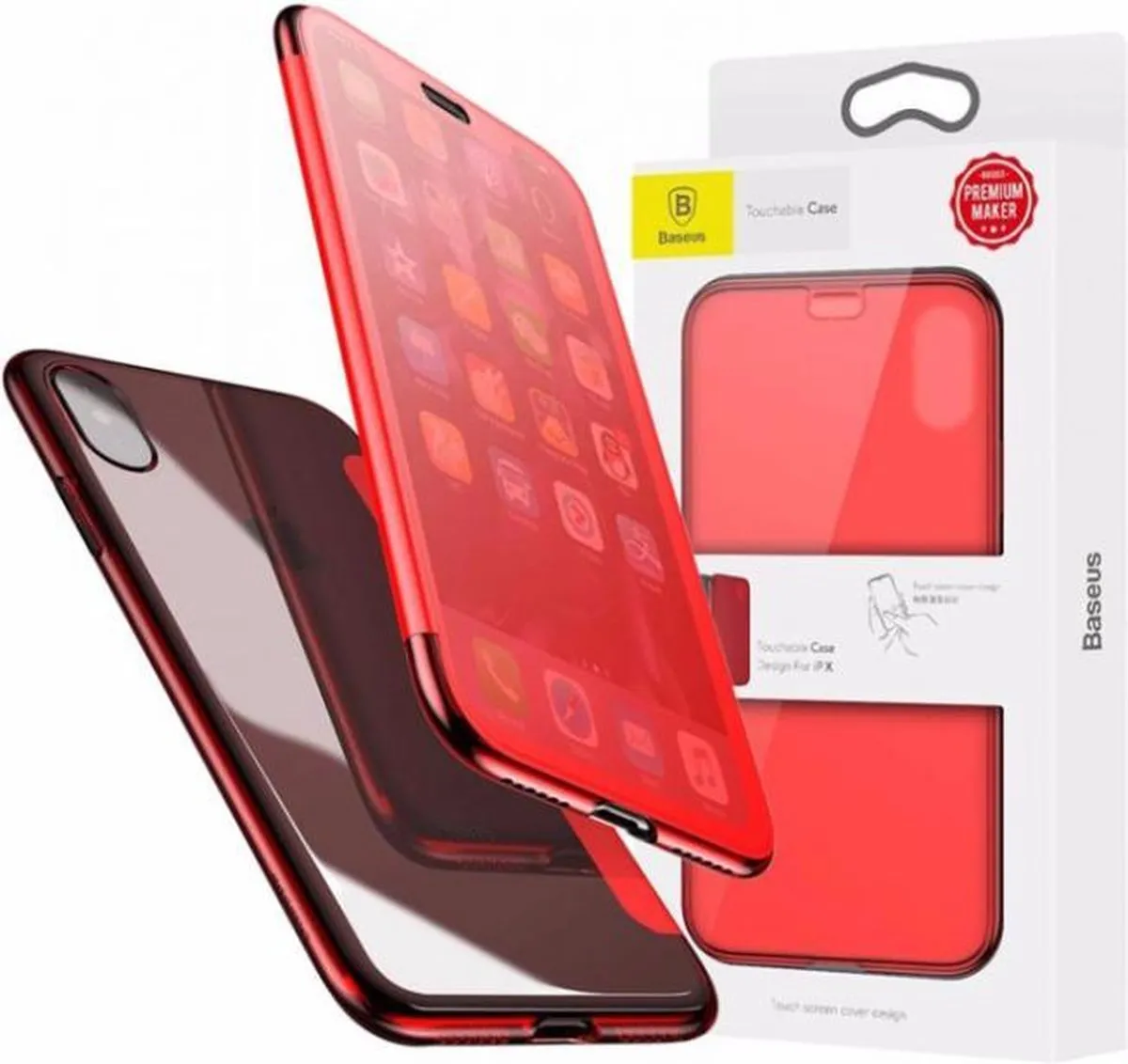 Baseus iPhone X/XS Wallet Hoesje 2-in-1 - Rood
