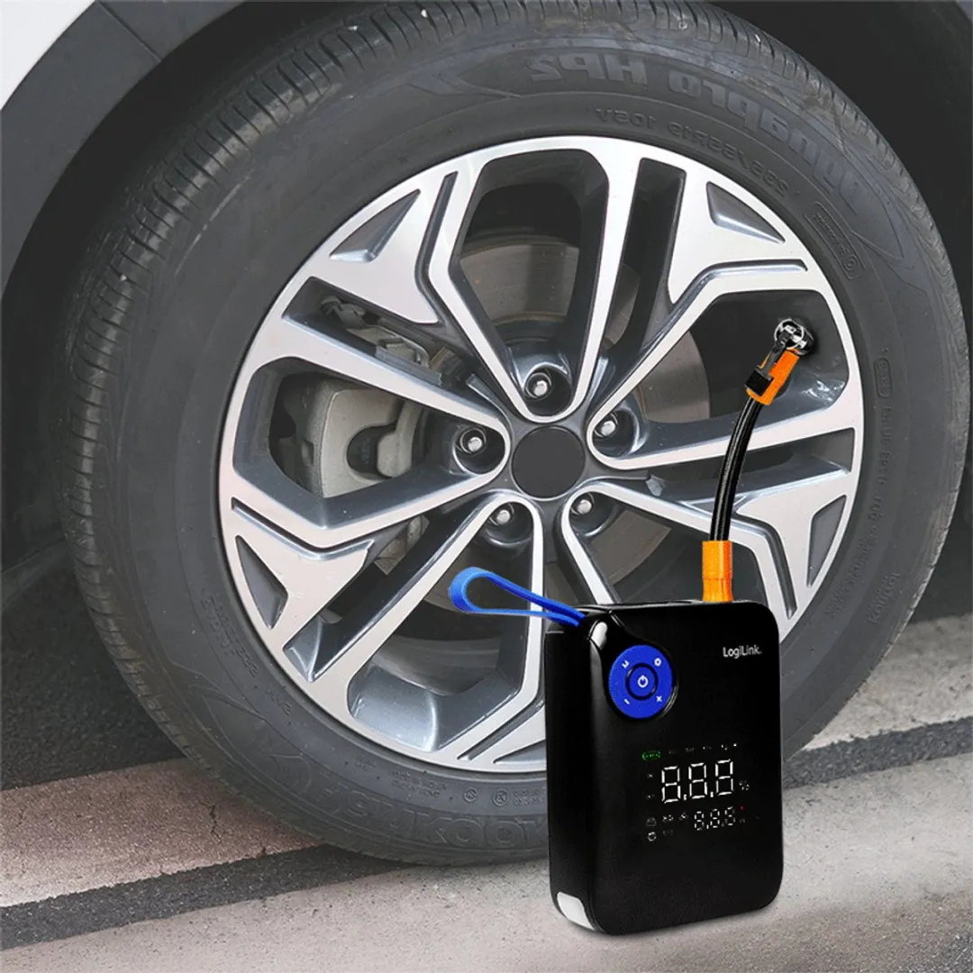 Logilink 4-in-1 Starthulp Powerbank Luchtpomp 7200mAh - 18W - Zwart