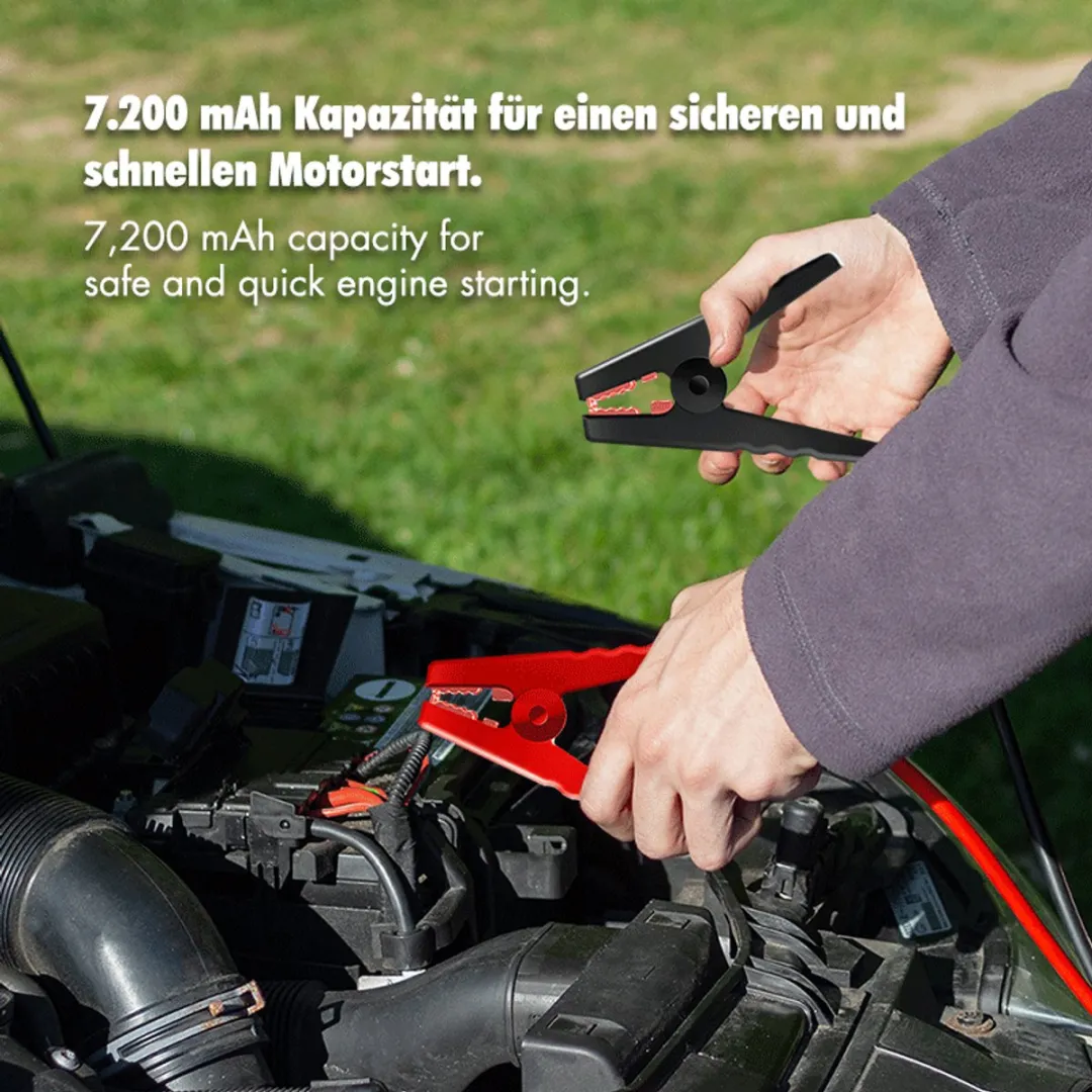 Logilink 4-in-1 Starthulp Powerbank Luchtpomp 7200mAh - 18W - Zwart
