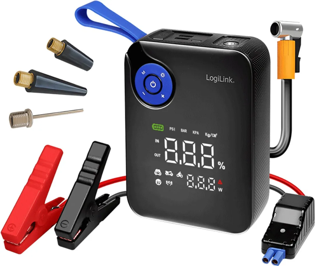 Logilink 4-in-1 Starthulp Powerbank Luchtpomp 7200mAh