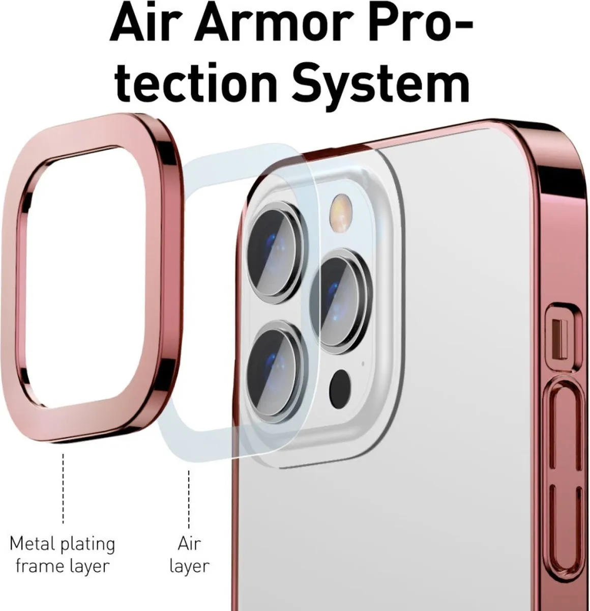 Baseus Hoesje iPhone 13 Pro Metallic TPU Rose Gold - afbeelding 6 van 6