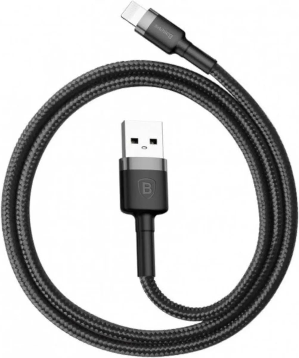 Baseus Geweven Nylon USB naar Lightning Kabel CALKLF-BG1 - 1M - Grijs
