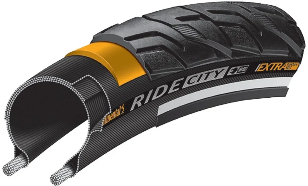 Continental Ride City Puncture Protection 28x1.60/42-622 Buitenband - Zwart met reflectie
