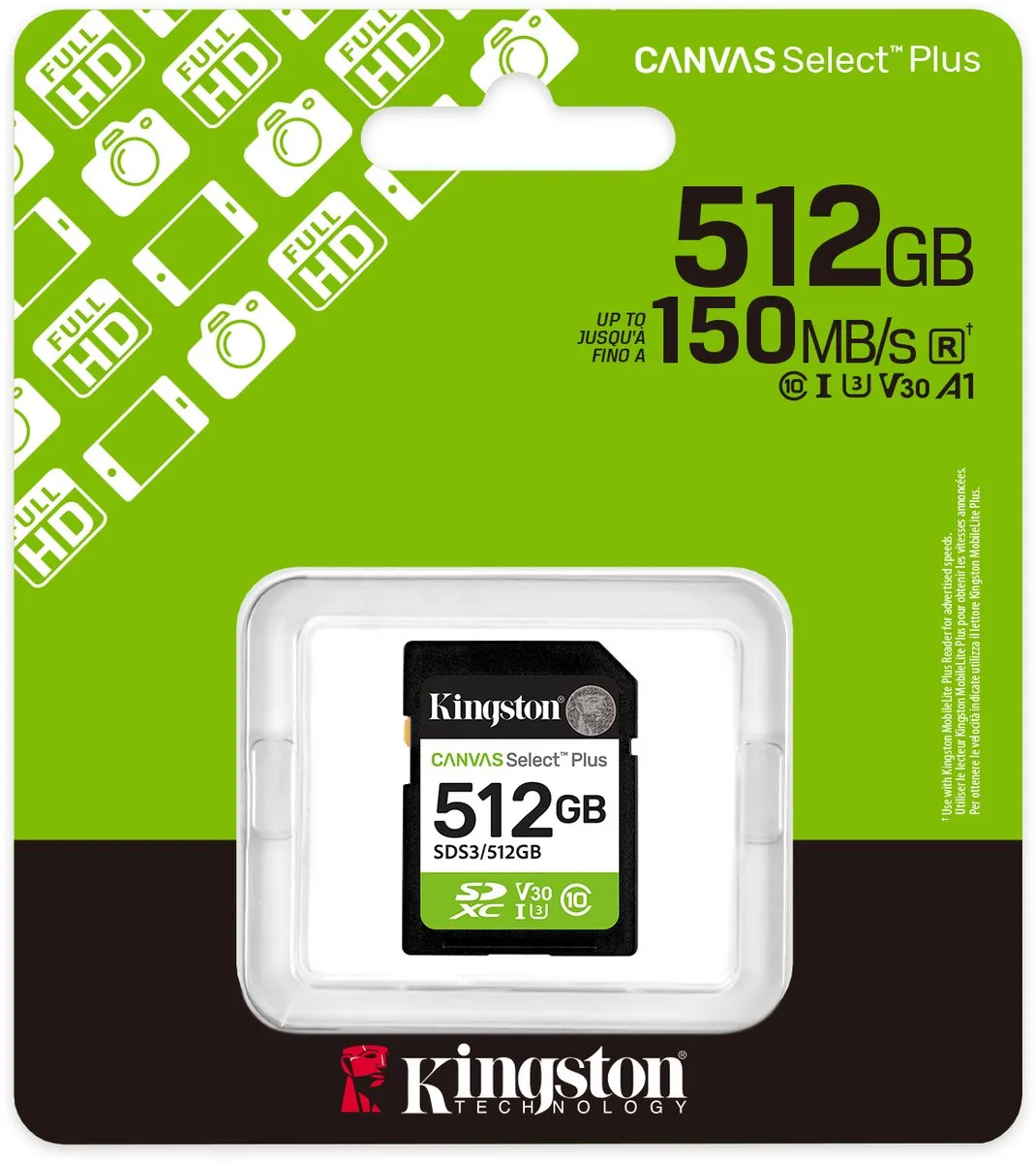 Kingston Canvas Select Plus SDS3/512GB SDXC Kaart 512GB