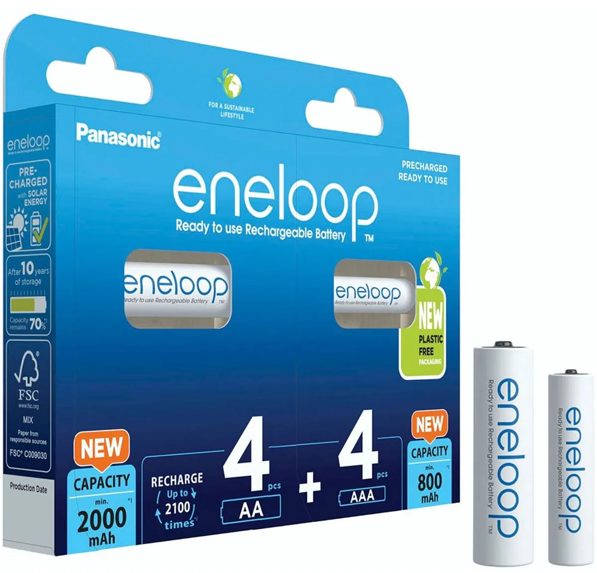 Panasonic Eneloop AA/AAA Oplaadbare Batterijen 2000mAh - 8 Stuks