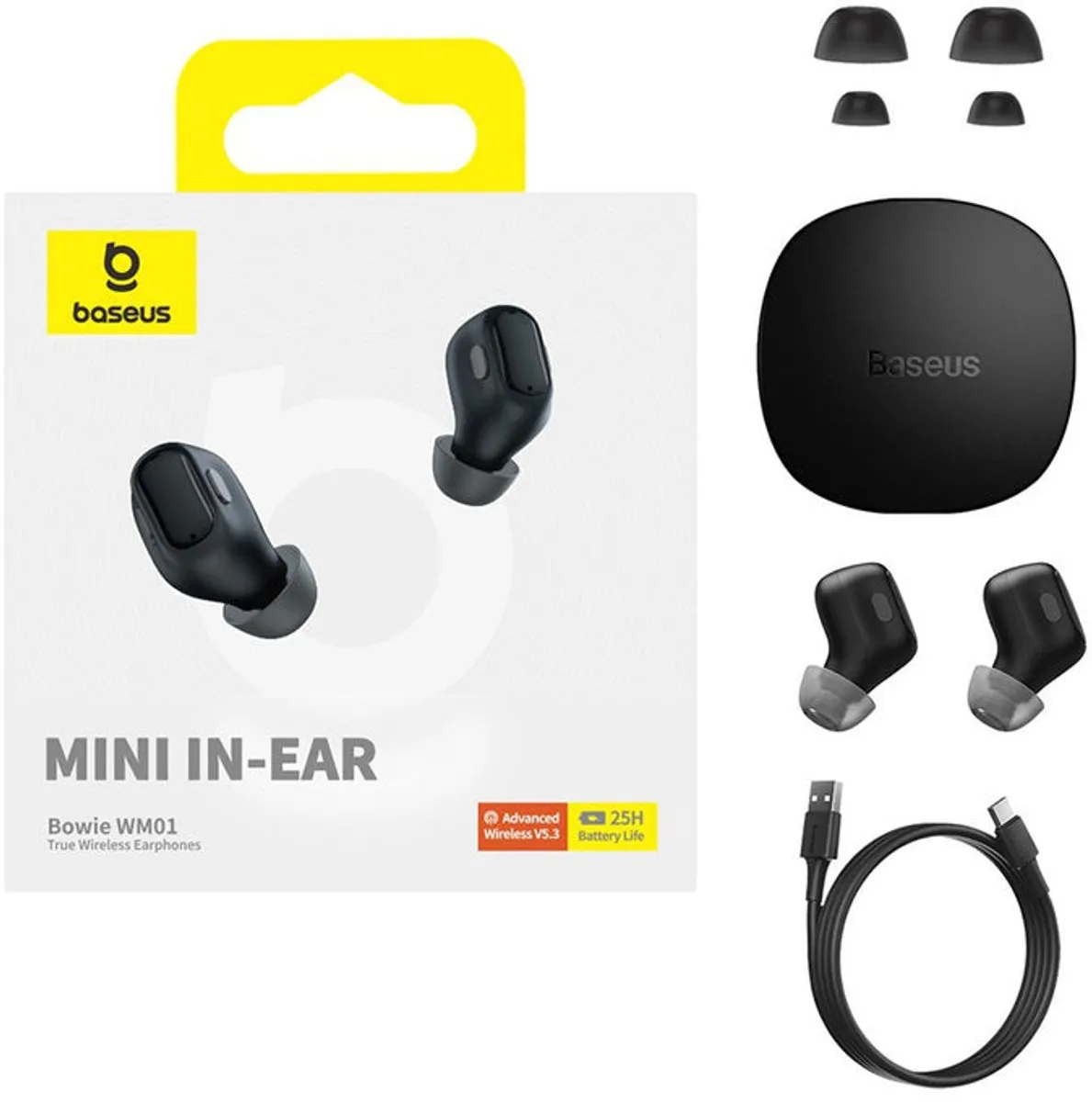 Baseus Bowie WM01 TWS Headset - Zwart
