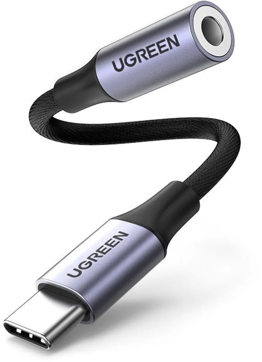 Ugreen USB-C naar 3,5mm Adapter 10cm - Zwart