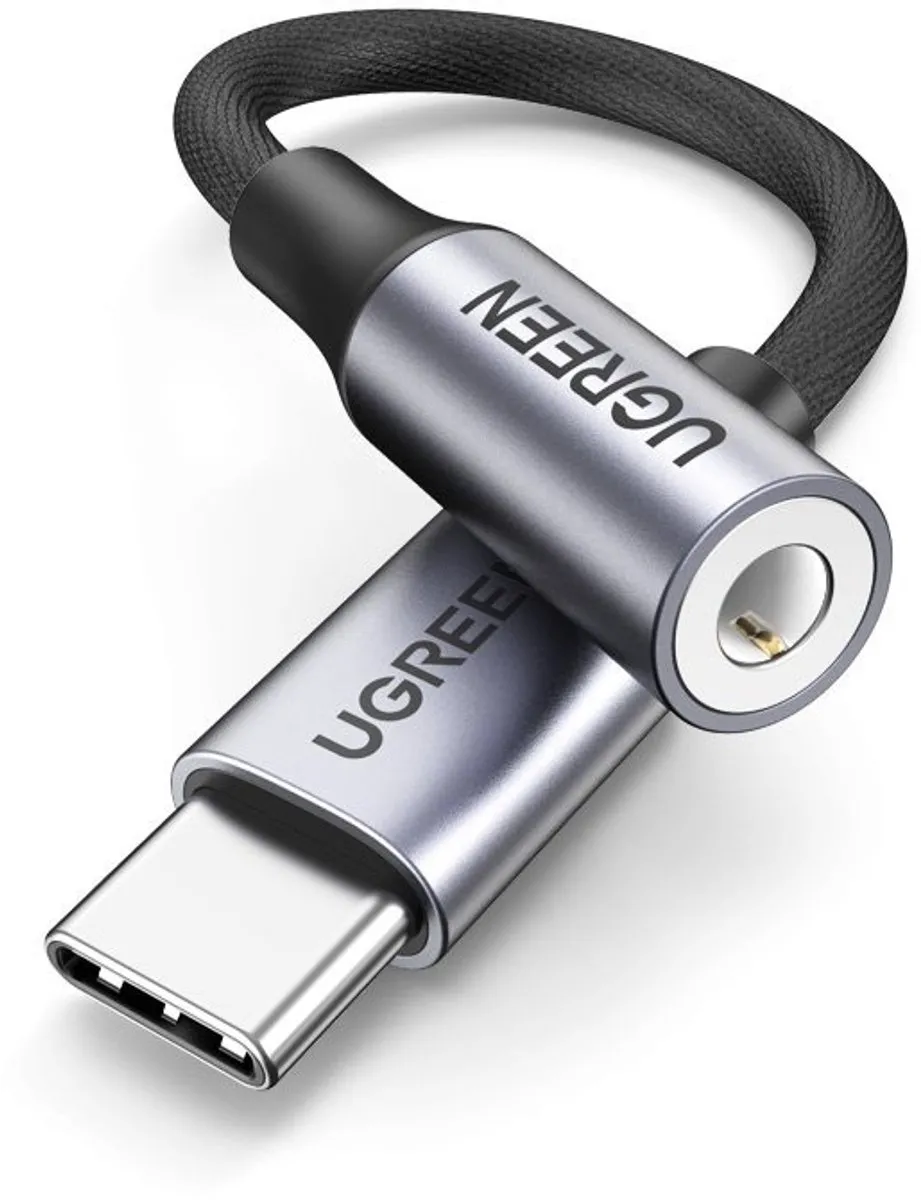 Ugreen USB-C naar 3,5mm Adapter 10cm - Zwart - afbeelding 6 van 6