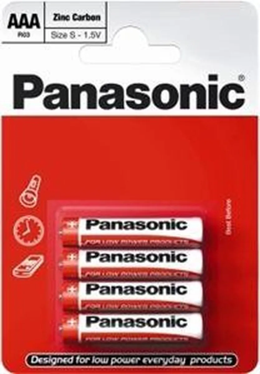 Panasonic R03RZ/4BP AAA Batterijen 450mAh - 4 Stuks