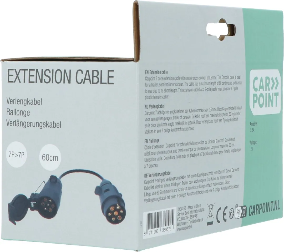 Carpoint Trailer Verlengkabel 7p - Zwart