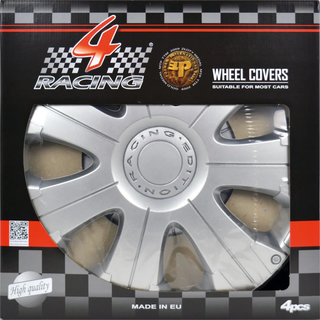 Carpoint Wieldoppen Racing 16" ABS - Zilver - 4 Stuks