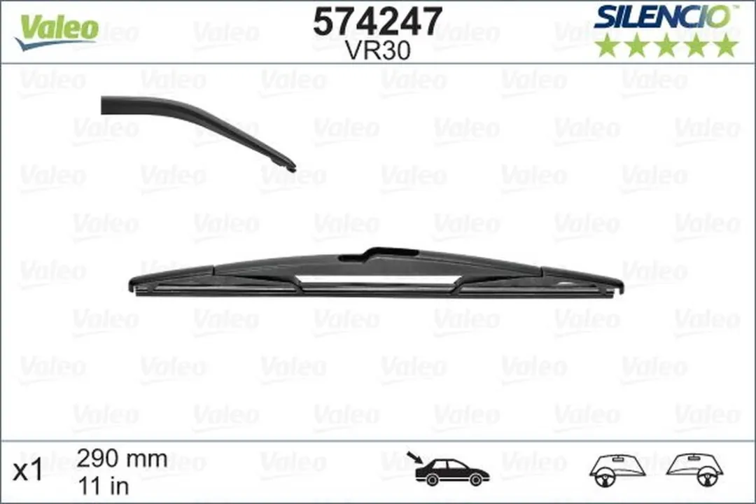 Valeo VM30 Stěrač Silencio Achterruit - Zwart
