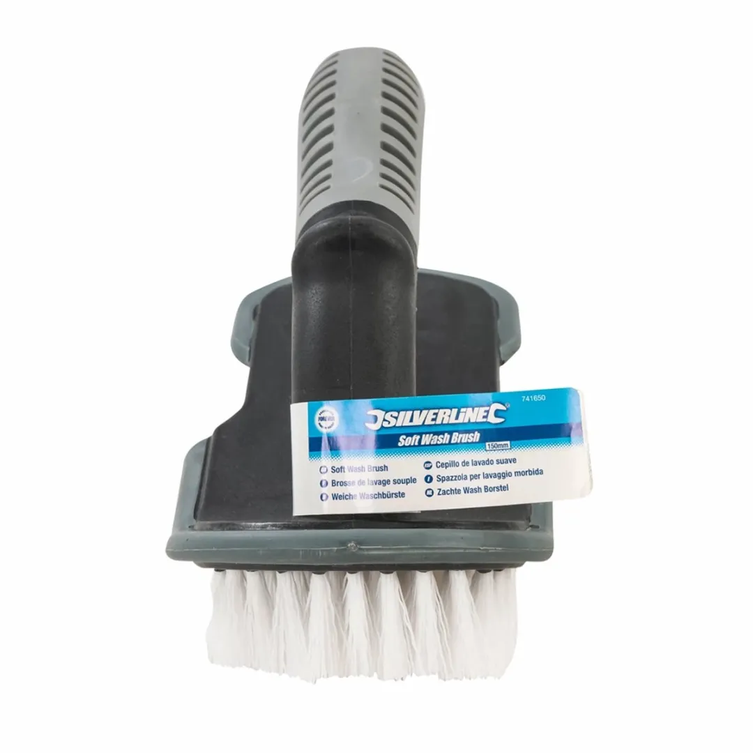 Silverline Zachte Wasborstel 15cm - Soft-Grip Handvat - Wit/Zwart