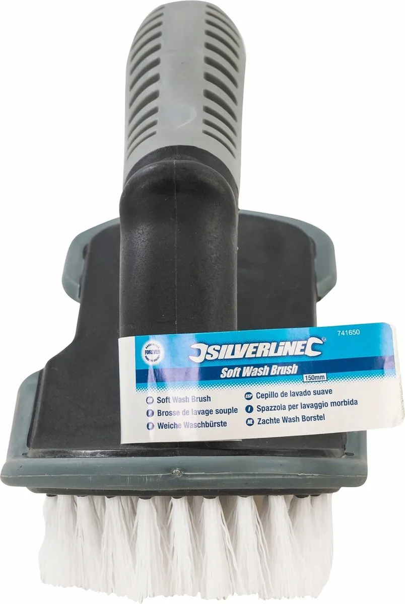 Silverline Zachte Wasborstel 15cm - Soft-Grip Handvat - Wit/Zwart