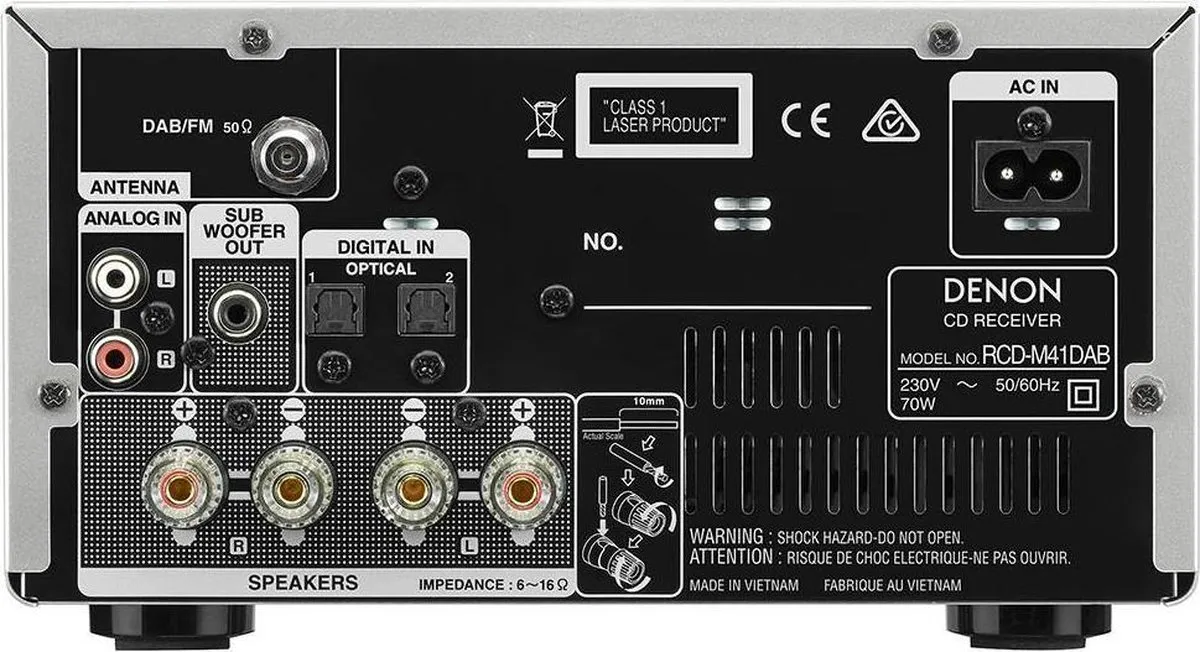 Denon RCD-M41 CD-speler met versterker - 60W - Bluetooth/FM - Zilver