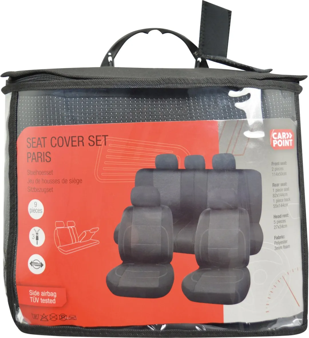 Carpoint Stoelhoesset Paris 9-delig - Zwart