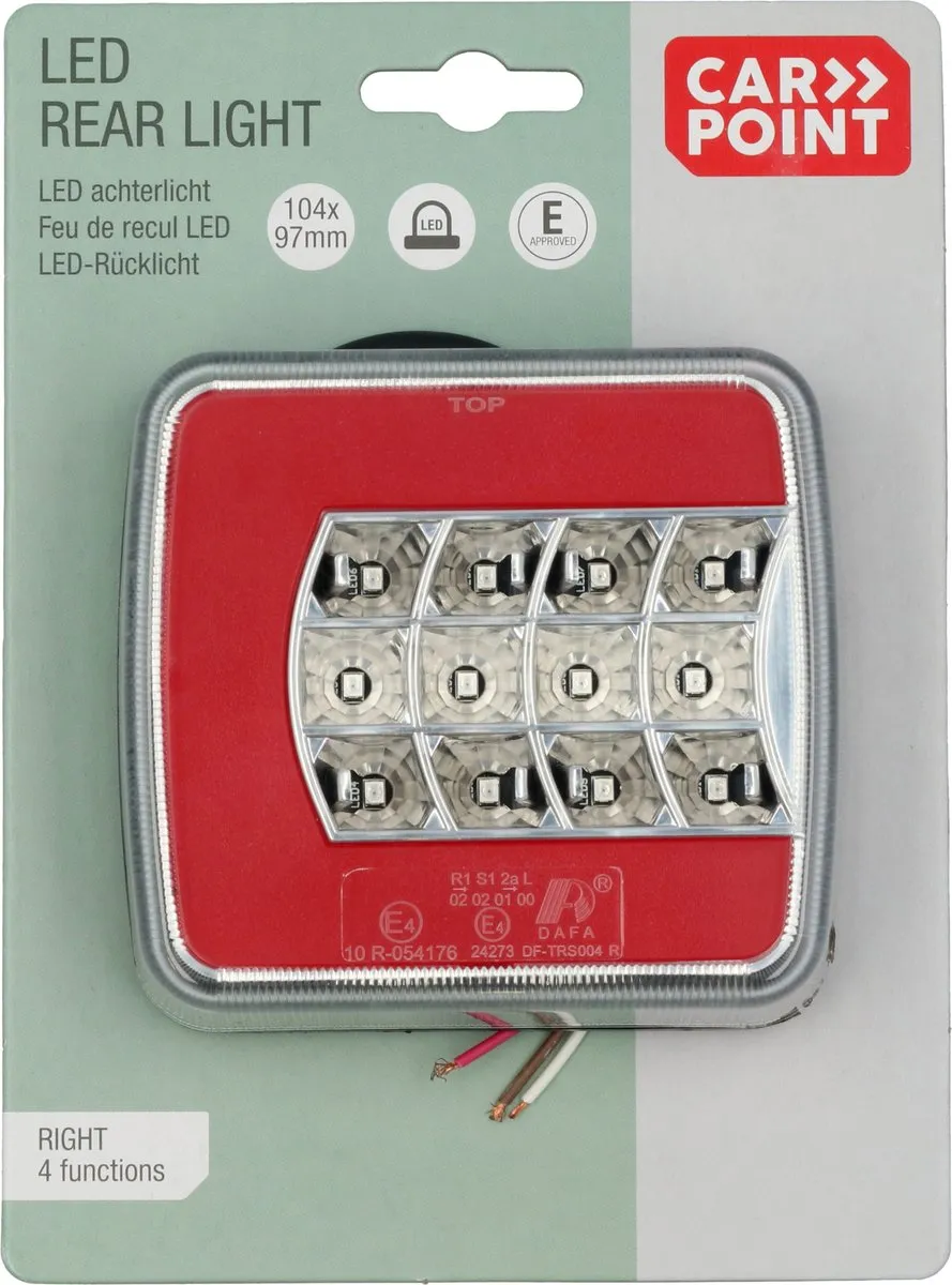 Carpoint LED Achterlicht Rechts 12/24V - 4 Functies - 104x97mm Zwart