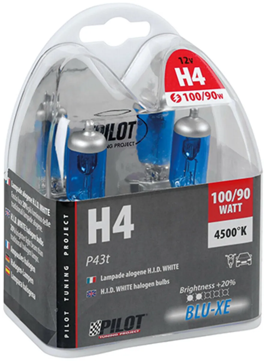 Lampa Blu-Xe H4 Halogeenlamp 12V 100/90W - Mega White - Set van 2