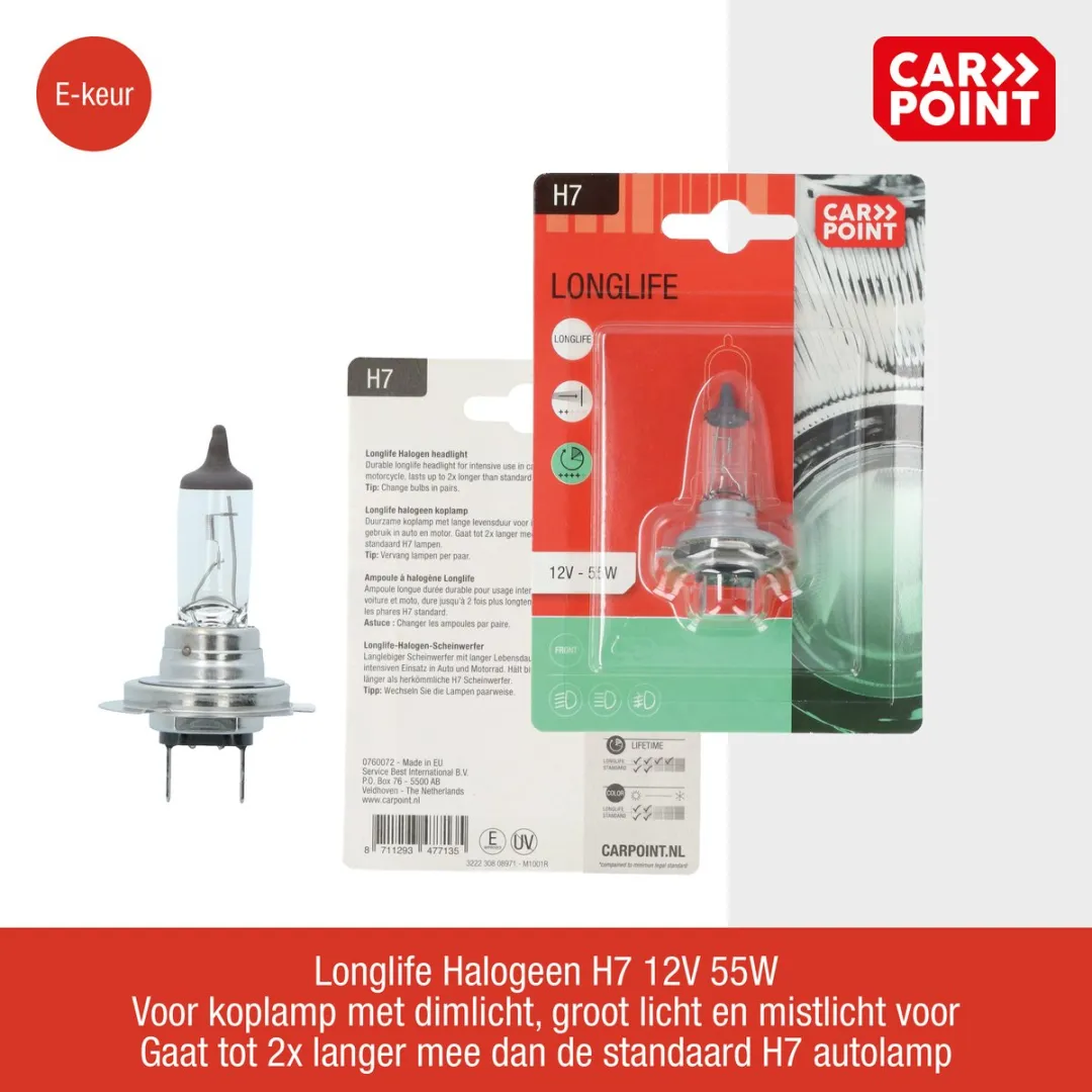 Carpoint Longlife Halogeen H7 12V 55W - Helder licht