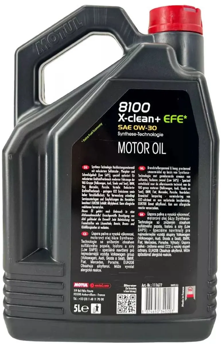 Motul 0W30 8100 X-Clean+ Efe C3 - 5L - afbeelding 2 van 2