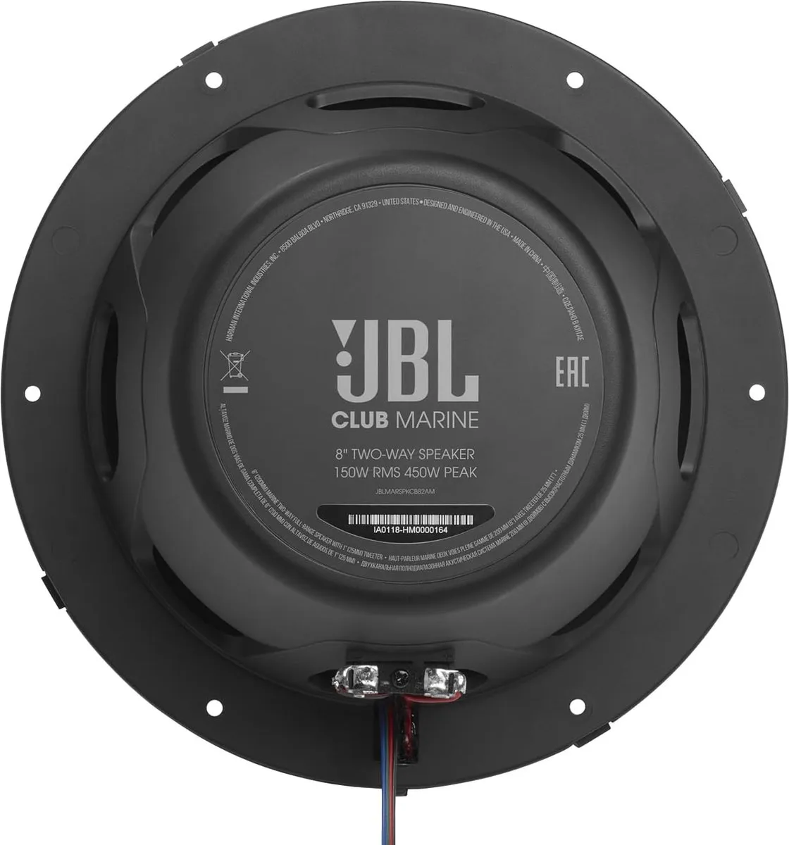 JBL Club Marine 8" Full Range Autospeakers 150W - Wit/Zwart/Grijs