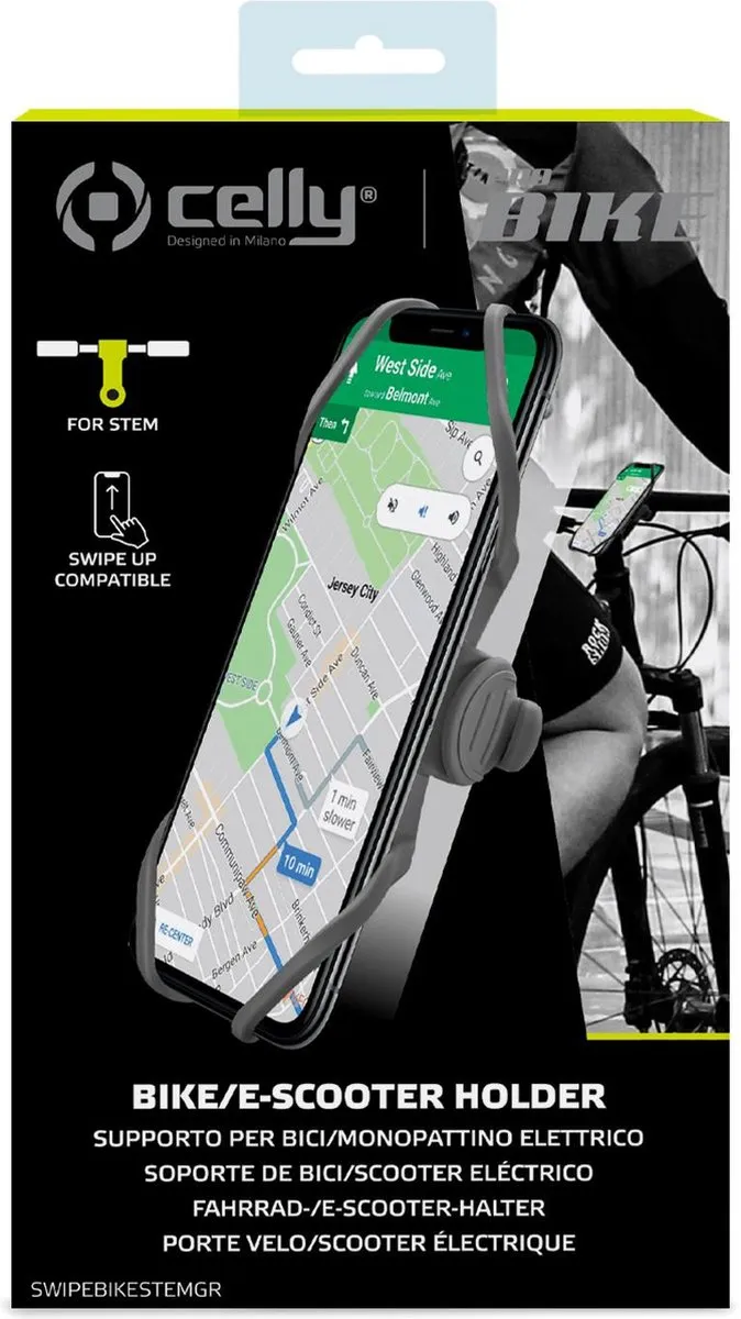 Celly Swipe Fiets Telefoonhouder - Grijs