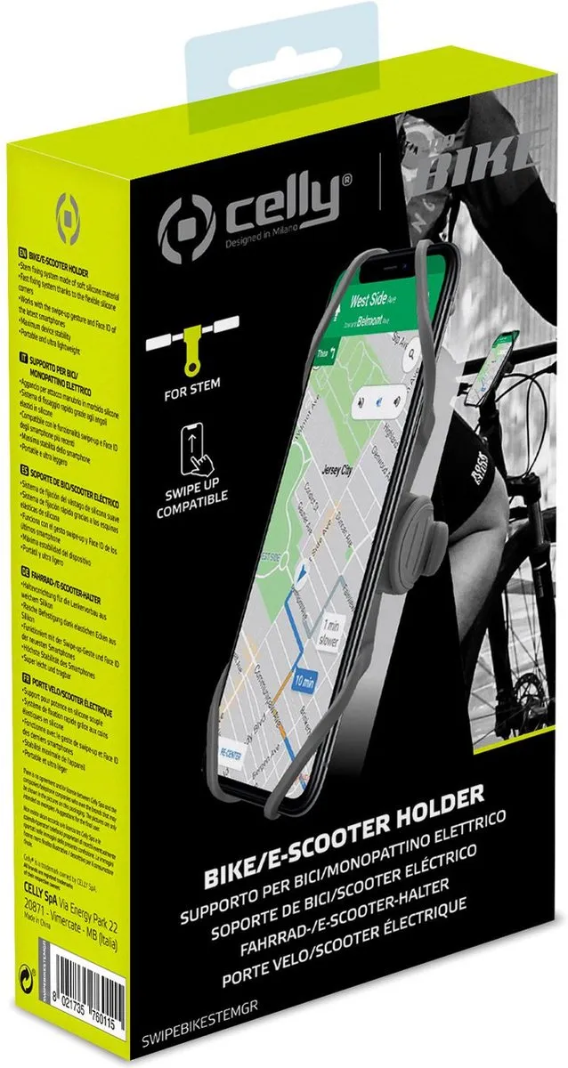Celly Swipe Fiets Telefoonhouder - Grijs