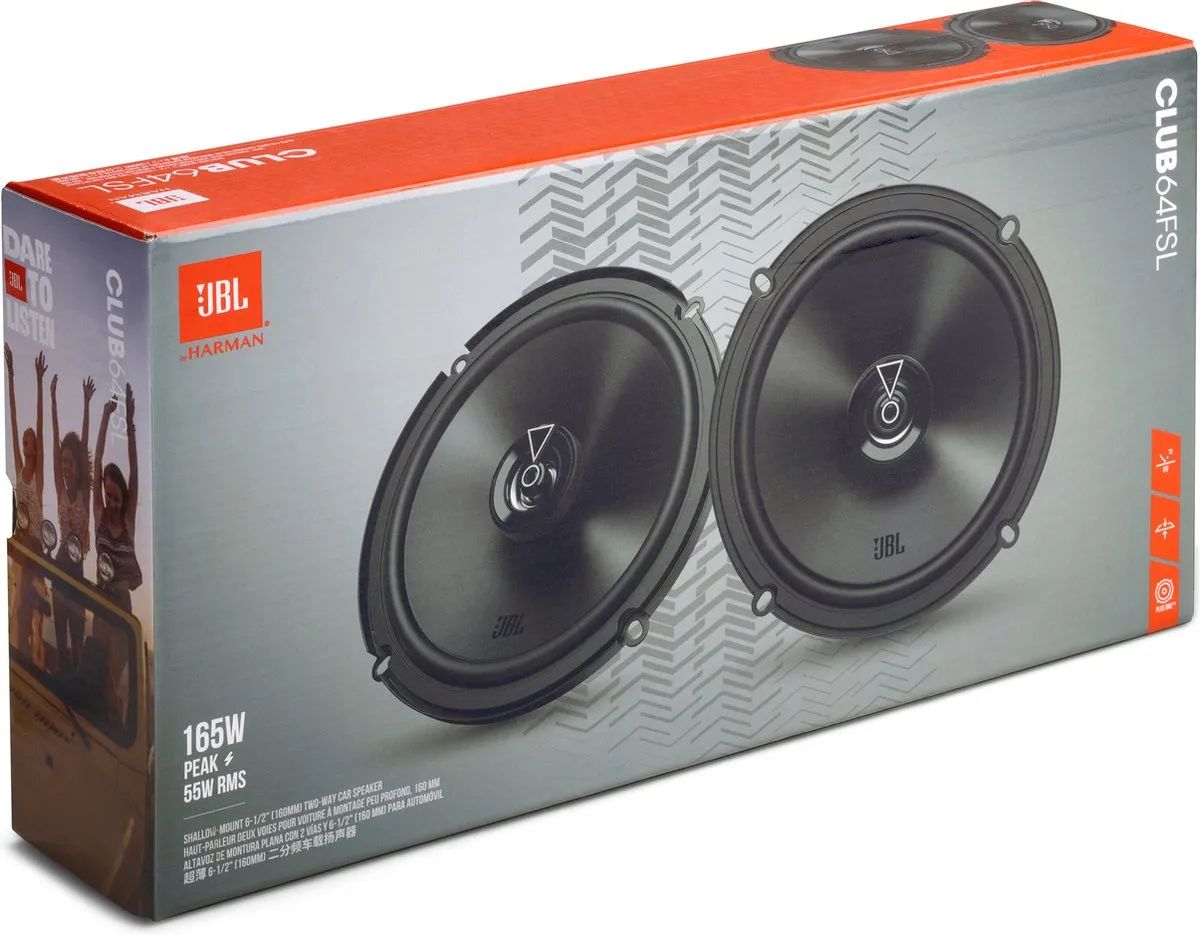 JBL Club 64FSL Autospeakers 2-Weg 92W - Set van 2 - Zwart