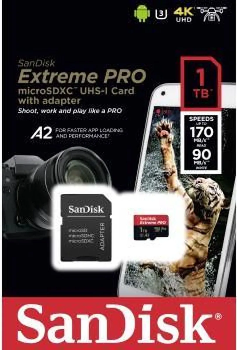 Sandisk Extreme Pro Micro SDXC 1TB - A2 V30 - met adapter