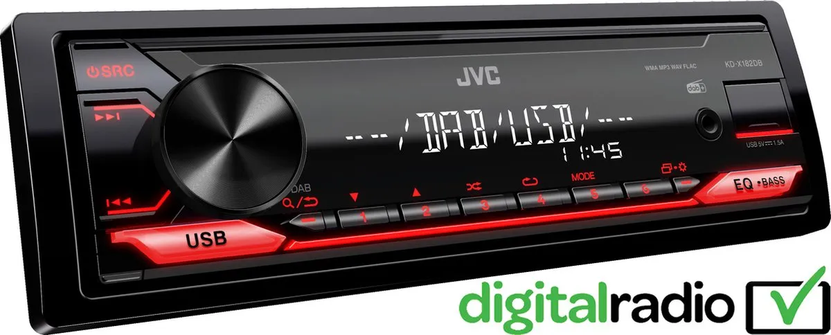 JVC KD-X182DB Autoradio - Rood