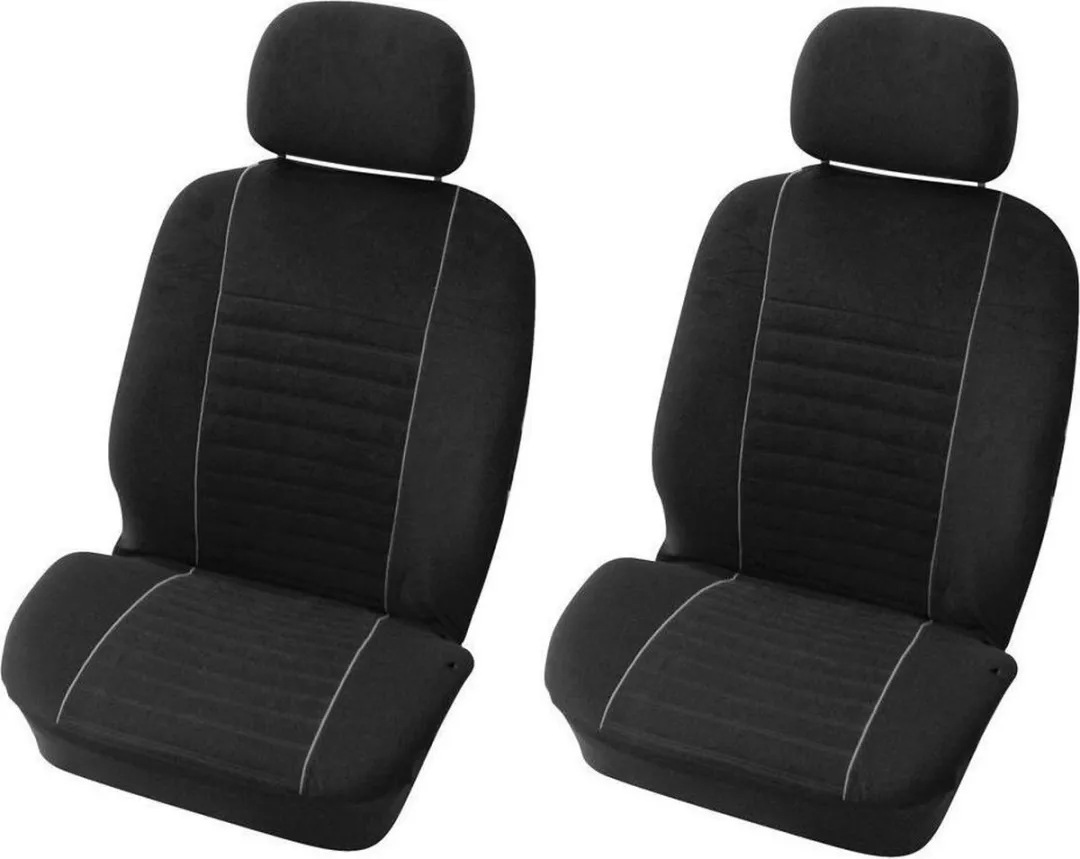 Carpoint Stoelhoesset 4-delig Velours Zwart/Grijs