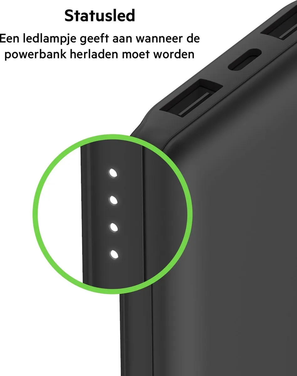 Belkin Boost-Up Charge Powerbank 10000mAh 15W - 3 Poorten - Zwart