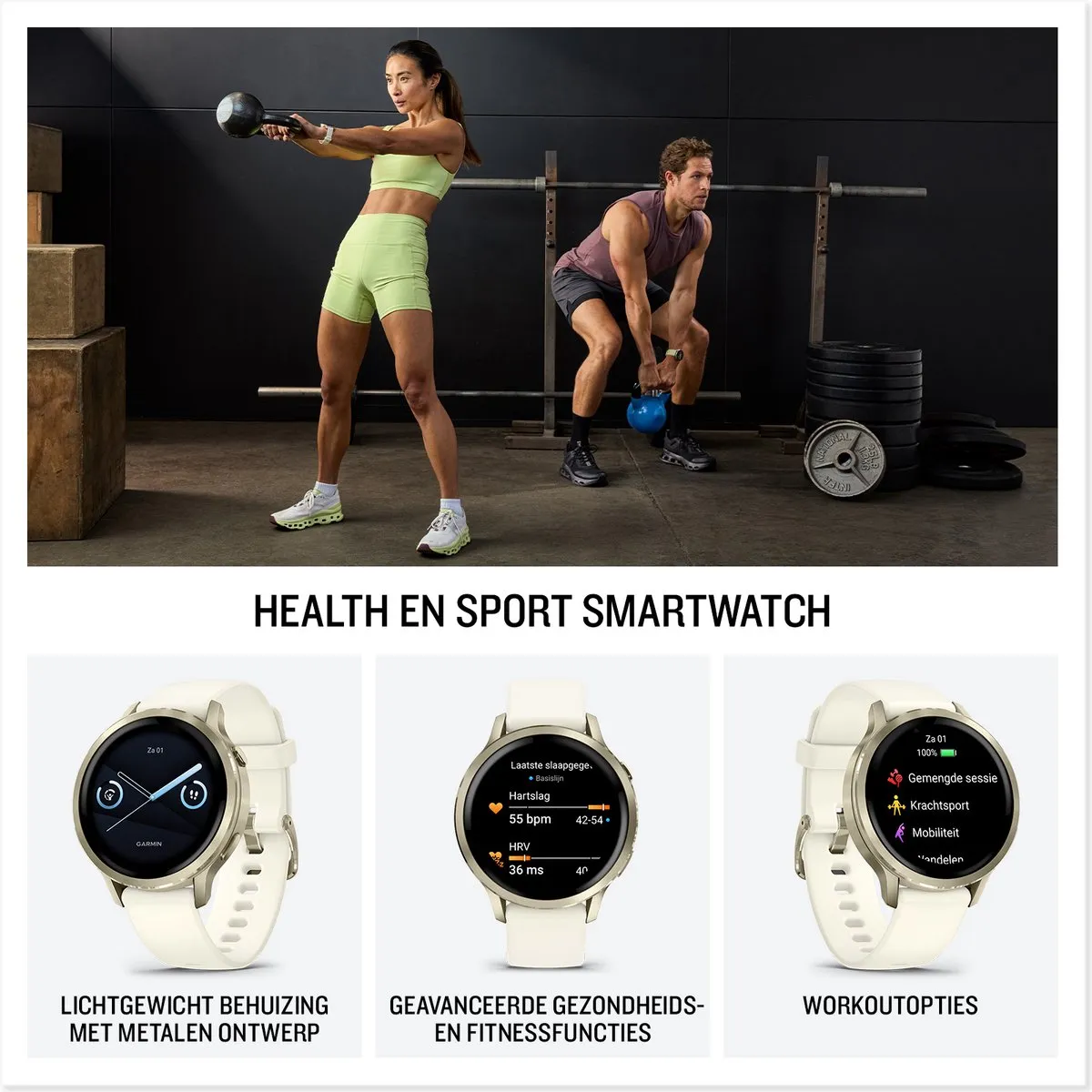 Garmin Venu 4 - Multisport smartwach - 41 mm - AMOLED - Goud/Creme