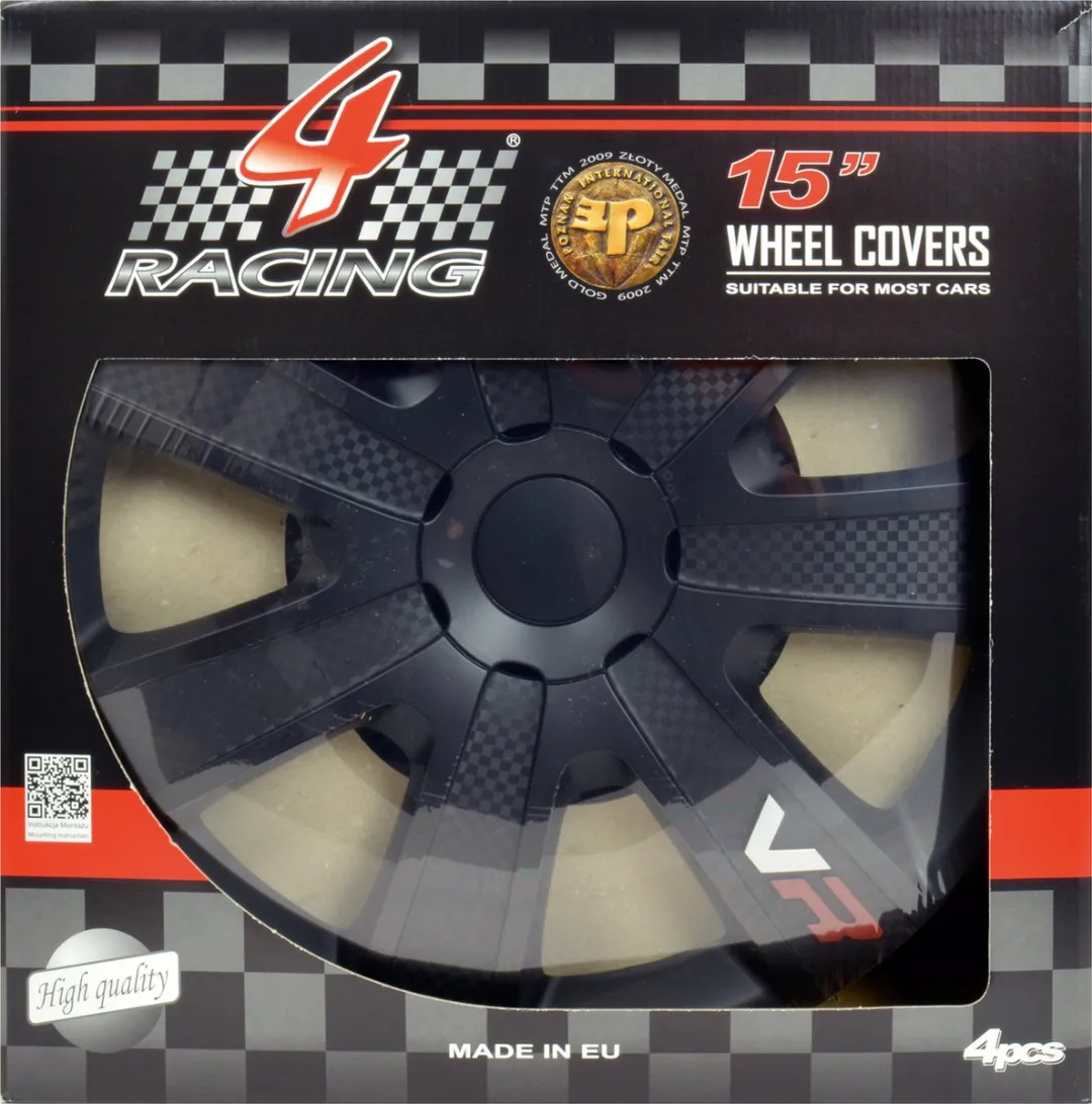 Carpoint Wieldoppen Carbon 15" ABS - Zwart - 4 Stuks
